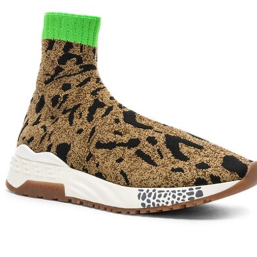 VERSACE Leopard Printed Sock Sneakers Size 37